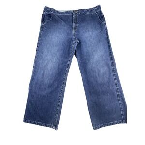 Lands' End Jeans Womens 18W Blue Wide Leg Indigo Dipped 100% Cotton Casual 31x40